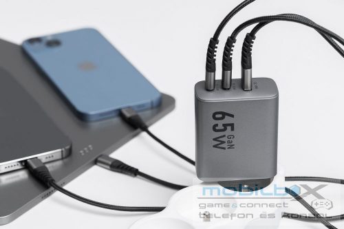 FORCELL F-ENERGY GaN VT-42B travel charger 2 x Type C + USB A PD QC4.0 4A 65W gray