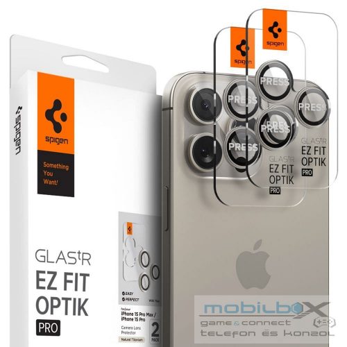 SPIGEN camera protector OPTIK.TR ”EZ FIT” 2-pack for IPHONE 14 Pro / Pro Max / 15 Pro / Pro Max natural titanium