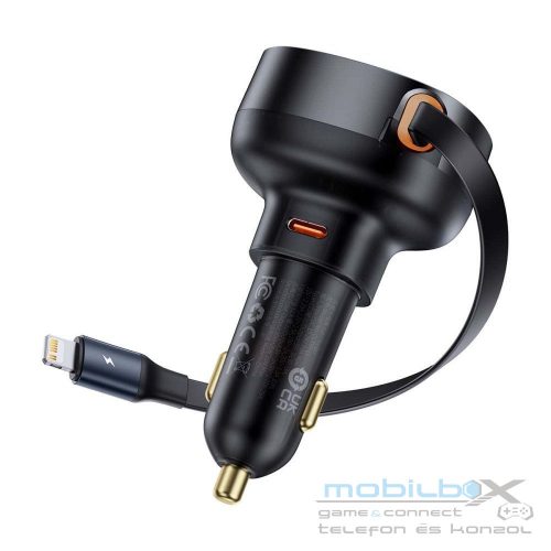 BASEUS car charger Type C + retractable cable Lightning PD3.0 QC4.0 3A 55W CCTXP-CC / C00057803111-00 black