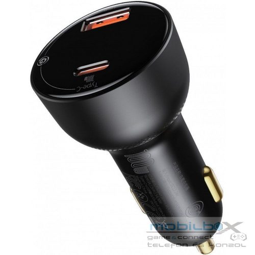 BASEUS car charger USB A + Typ C with digital display PD3.0 QC4.0 5A 100W CCZX-01 black