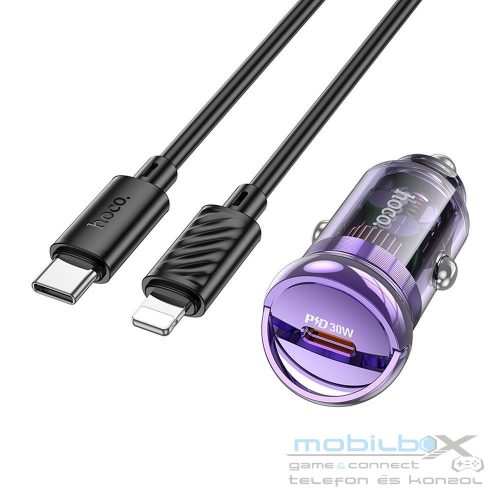 HOCO car charger Type C + cable Type C to Lightning PD QC3.0 30W Z53 purple