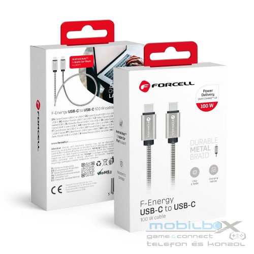 FORCELL F-ENERGY Metal C239 cable Type C to Type C PD QC4.0 5A 100W E-mark 1 m silver