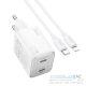 HOCO charger 2 x Type C + cable Type C to Lightning PD QC 45W GaN N42 white