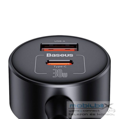 BASEUS car charger USB A + Type C + 2 x cigarette lighter PD 5A 30W C00455300121-00 black