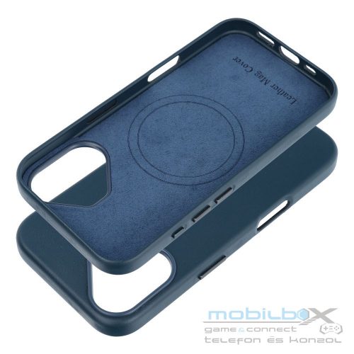 LEATHER MAG COVER case for IPHONE 16 indigo blue