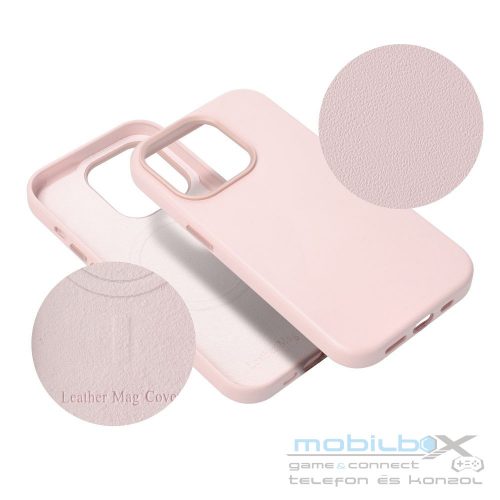 LEATHER MAG COVER case for IPHONE 16 Pro Max sand pink