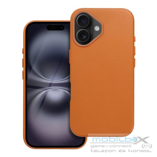 LEATHER MAG COVER case for IPHONE 16 orange