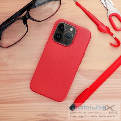 LEATHER MAG COVER case for IPHONE 16 Pro Max red