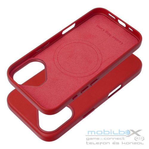 LEATHER MAG COVER case for IPHONE 16 red