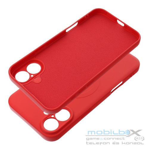 SILICONE MAG COVER case compatible with MagSafe for IPHONE 16 Plus red