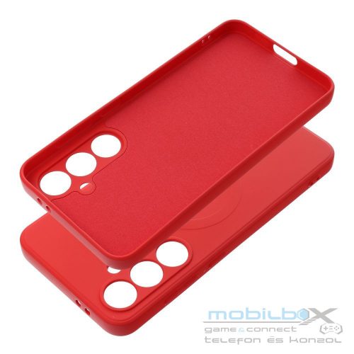 SILICONE MAG COVER case compatible with MagSafe for SAMSUNG S24 FE red