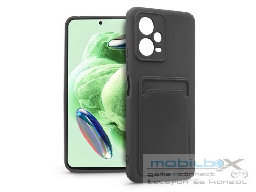 Xiaomi Redmi Note 12 5G/Poco X5 5G szilikon hátlap kártyatartóval - Card Case - fekete