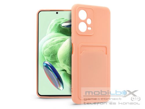 Xiaomi Redmi Note 12 5G/Poco X5 5G szilikon hátlap kártyatartóval - Card Case - rózsaszín