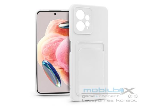 Xiaomi Redmi Note 12 4G szilikon hátlap kártyatartóval - Card Case - fehér