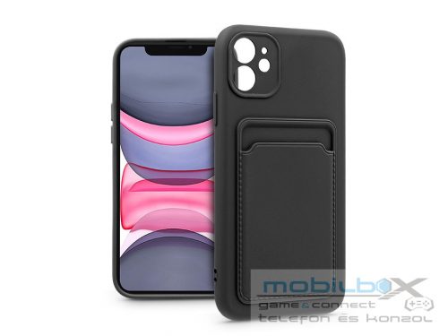 Apple iPhone 11 szilikon hátlap kártyatartóval - Card Case - fekete