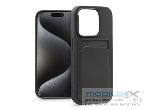 Apple iPhone 15 Pro szilikon hátlap kártyatartóval - Card Case - fekete