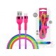 Setty USB - USB Type-C adat- és töltőkábel 1,2 m-es vezetékkel - Setty Rainbow -5V/2,1A