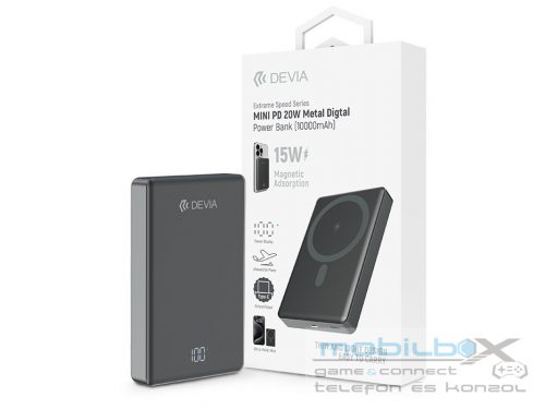 Devia Extreme Speed Series Mini Metal Digital PD 20W powerbank - 10.000 mAh -   szürke