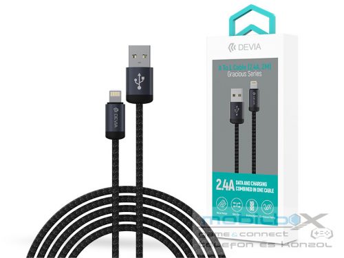 Devia Gracious Series v2 12W USB/Lightning adat-és töltőkábel 2m - fekete