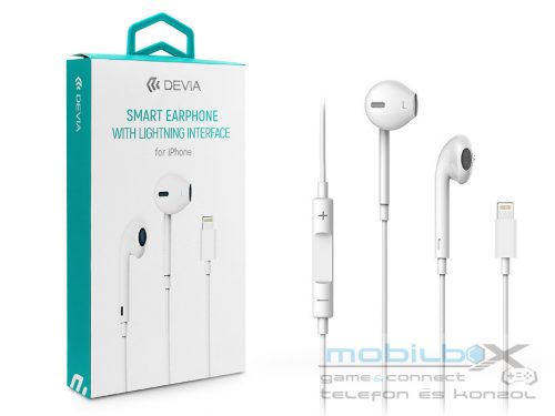 Devia sztereó felvevős fülhallgató - Lightning and Bluetooth - Devia Smart      Earpods for iPhone - fehér