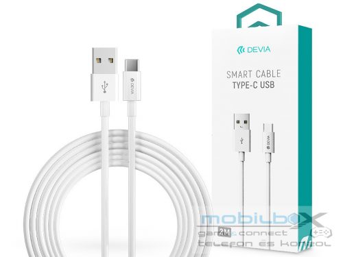 Devia USB - USB Type-C adat- és töltőkábel 2 m-es vezetékkel - Devia Smart USB  Type-C 2.0 Cable - fehér