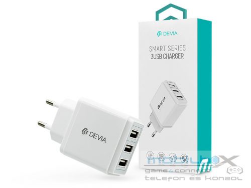 Devia 3xUSB hálózati töltő adapter - 17W - Devia Smart Series 3 USB Charger -   fehér