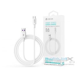   Devia USB - USB Type-C töltő- és adatkábel 1,5 m-es vezetékkel - Devia Shark    Supercharge USB Type-C - 5A - fehér