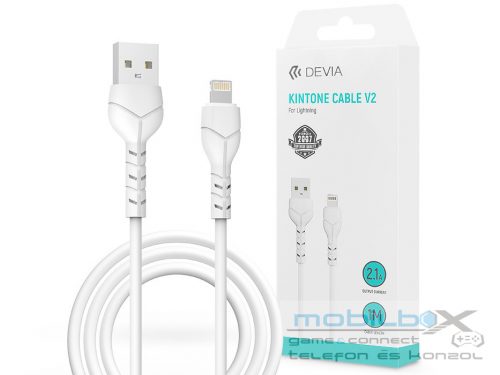 Devia USB - Lightning adat- és töltőkábel 1 m-es vezetékkel - Devia Kintone     Cable V2 Series for Lightning - 5V/2.1A - fehér