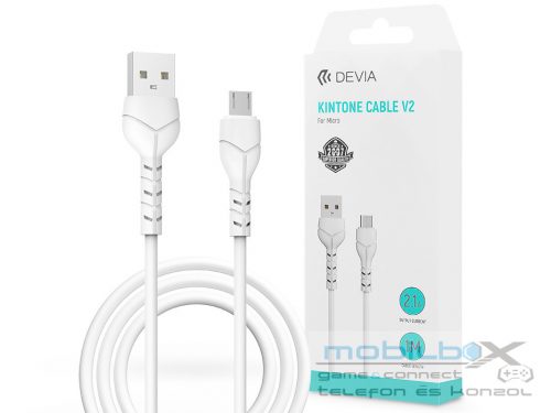 Devia USB - micro USB adat- és töltőkábel 1 m-es vezetékkel - Devia Kintone     Cable V2 Series for Micro USB - 5V/2.1A - fehér