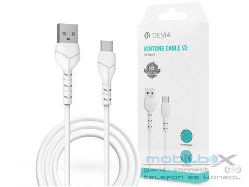 Devia USB - USB Type-C adat- és töltőkábel 1 m-es vezetékkel - Devia Kintone    Cable V2 Series for Type-C - 5V/2.1A - fehér