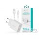 Devia Smart 2xUSB hálózati töltő adapter + USB - Lightning USB kábel 1 m-es     vezetékkel - 12W - Devia Smart Series Charger Suit With Lightning Cable - fehér