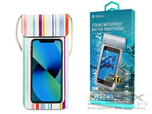 Devia univerzális vízálló védőtok max. 3.8-5.8" méretű készülékekhez - Devia    Strong Waterproof Bag For Smartphone - colorful stripe