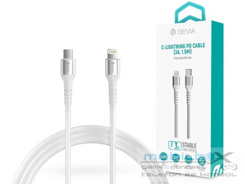 Devia USB Type-C - Lightning adat- és töltőkábel 1,5 m-es vezetékkel - Devia    Gracious Series Type-C - Lightning PD Cable - 5V/3A - fehér