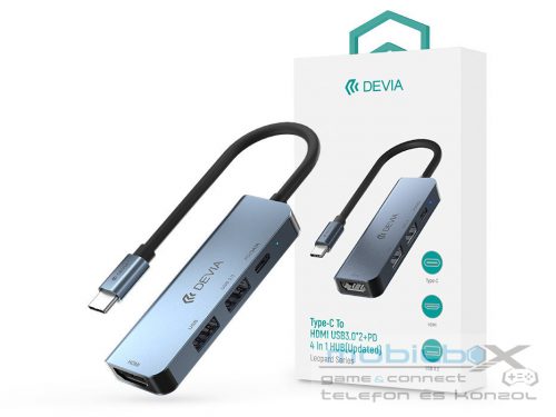 Devia USB Type-C - 2xUSB 3.0 + PD + HDMI elosztó/adapter - Devia Leopard 4in1   Hub (Updated) - szürke