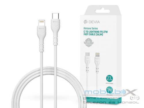 Devia USB Type-C - Lightning adat- és töltőkábel 1 m-es vezetékkel - Devia      Kintone Series Type-C to Lightning PD Cable - 27W - fehér