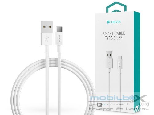 Devia USB - USB Type-C adat- és töltőkábel 1 m-es vezetékkel - Devia Smart USB  Type-C 2.0 Cable - fehér