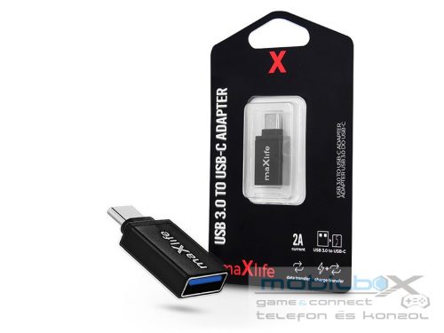 Maxlife USB - USB Type-C OTG adapter - Maxlife USB 3.0 To USB-C Adapter - 2A - fekete