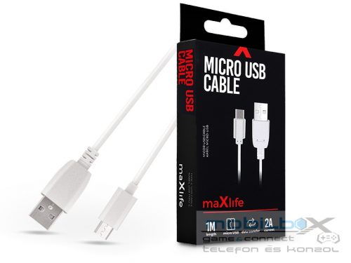 Maxlife USB - micro USB adat- és töltőkábel 1 m-es vezetékkel - Maxlife Micro   USB Cable - 5V/2A - fehér