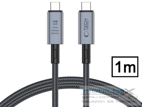 Tech-Protect USB Type-C - USB Type-C adat- és töltőkábel - Tech-Protect         Ultraboost USB 4.0 / 8K / 40 Gbps / PD240 Cable - 240W - szürke