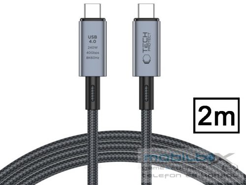 Tech-Protect USB Type-C - USB Type-C adat- és töltőkábel - Tech-Protect         Ultraboost USB 4.0 / 8K / 40 Gbps / PD240 Cable - 240W - szürke