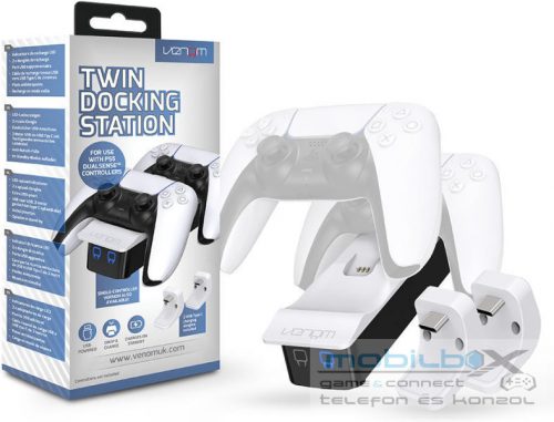 Venom Twin Docking Station for PS5 white (VS5001), használt