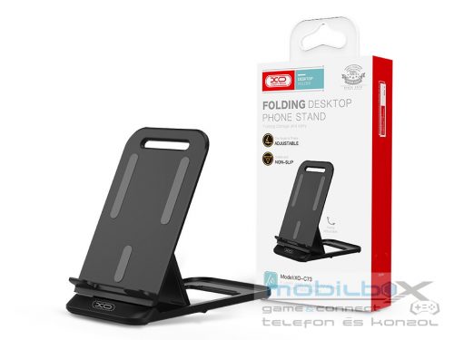 XO asztali telefon/tablet tartó - XO C73 Folding Desktop Phone Stand - fekete