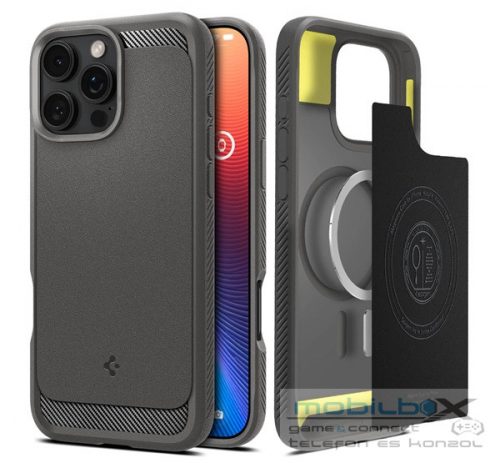 Spigen Rugged Armor MagFit Apple iPhone 16 Pro Max tok, szürke