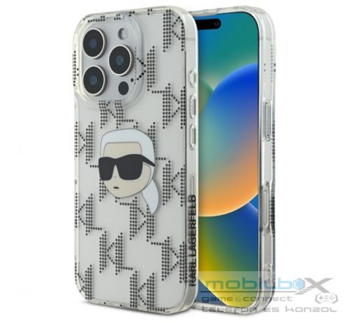 Karl Lagerfeld IML Karl Head Electroplated iPhone 16 Pro kemény hátlap tok, átlátszó KLHCP16LHKLPKHT