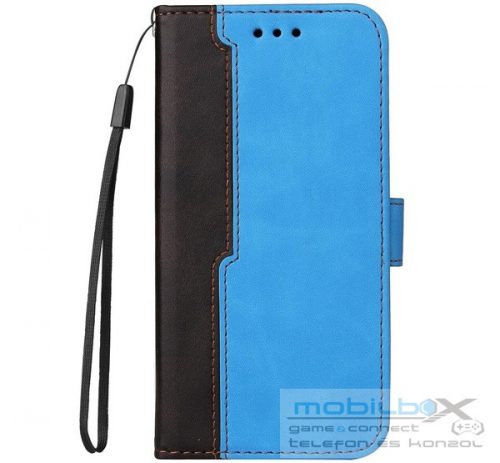 Apple Wooze Colour Wallet iPhone 16 Plus oldalra nyíló tok, stand, kártyatartóval, kézpánttal, kék