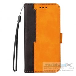   Apple Wooze Colour Wallet iPhone 16 Plus oldalra nyíló tok, stand, kártyatartóval, kézpánttal, narancssárga