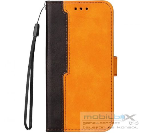 Apple Wooze Colour Wallet iPhone 16 Plus oldalra nyíló tok, stand, kártyatartóval, kézpánttal, narancssárga