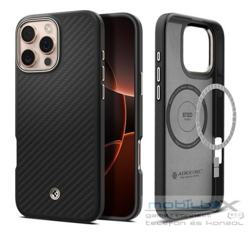 Spigen Enzo Aramid iPhone 16 Pro tok, Black Natural, fekete