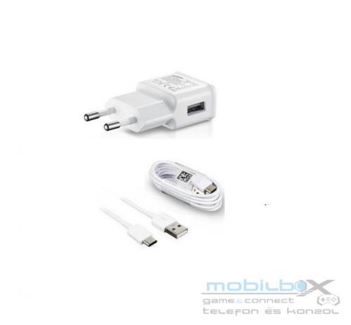 Samsung EP-TA200EWE kompatibilis hálózati töltő adapter USB + EP-DR140AWE Type-C kábel, fehér, (No logo)