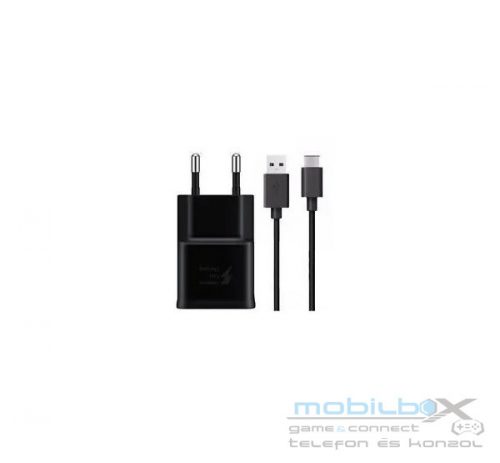 Samsung EP-TA200EBE kompatibilis hálózati töltő adapter USB + EP-DR140ABE Type-C kábel, fekete, (No logo)